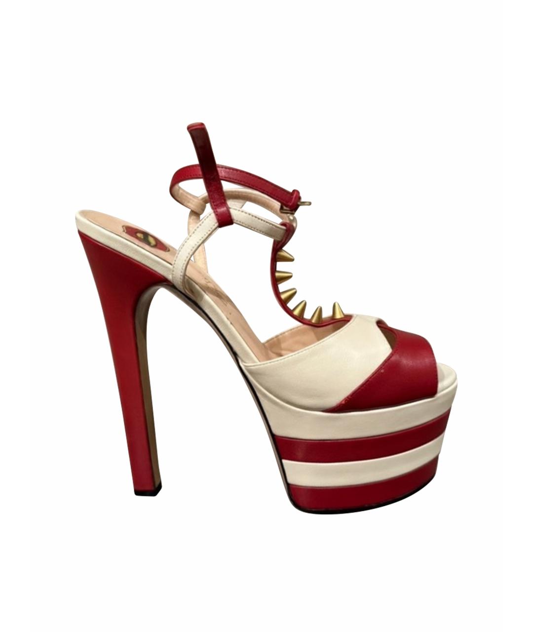 GUCCI Красные кожаные босоножки, фото 1