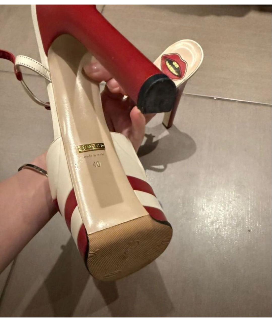 GUCCI Красные кожаные босоножки, фото 3