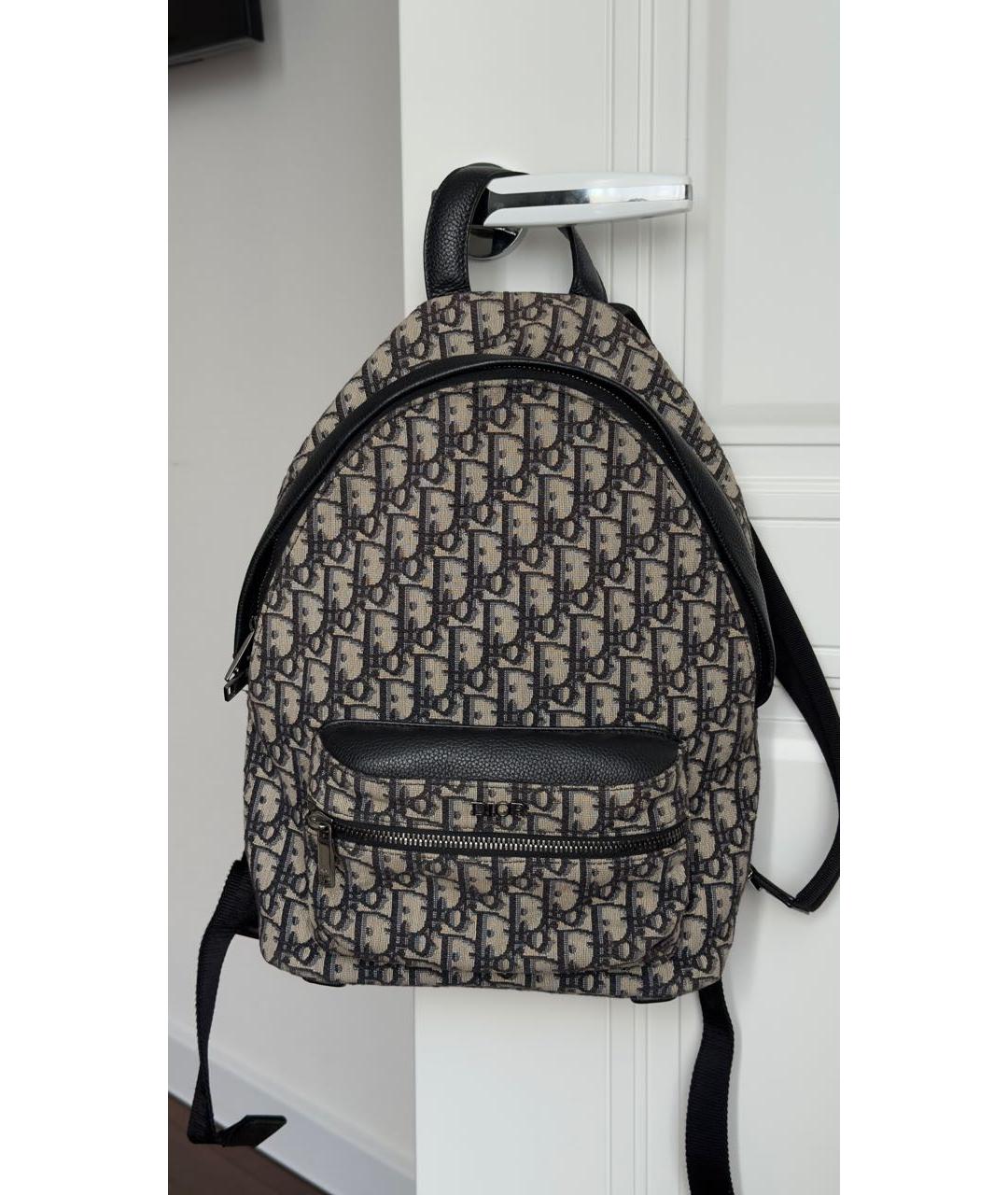 CHRISTIAN DIOR Темно-синий тканевый рюкзак, фото 4