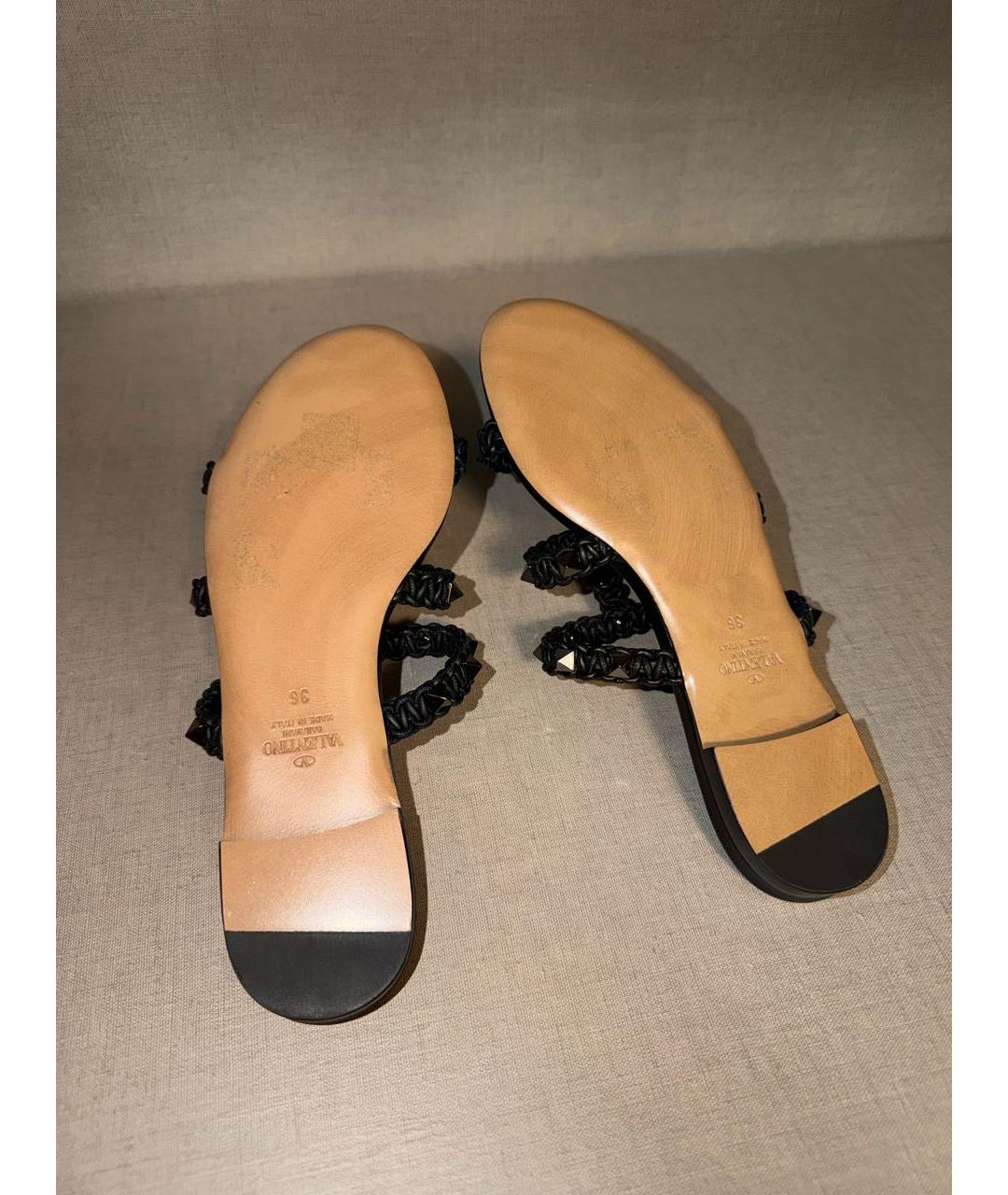 VALENTINO Черные кожаные шлепанцы, фото 4