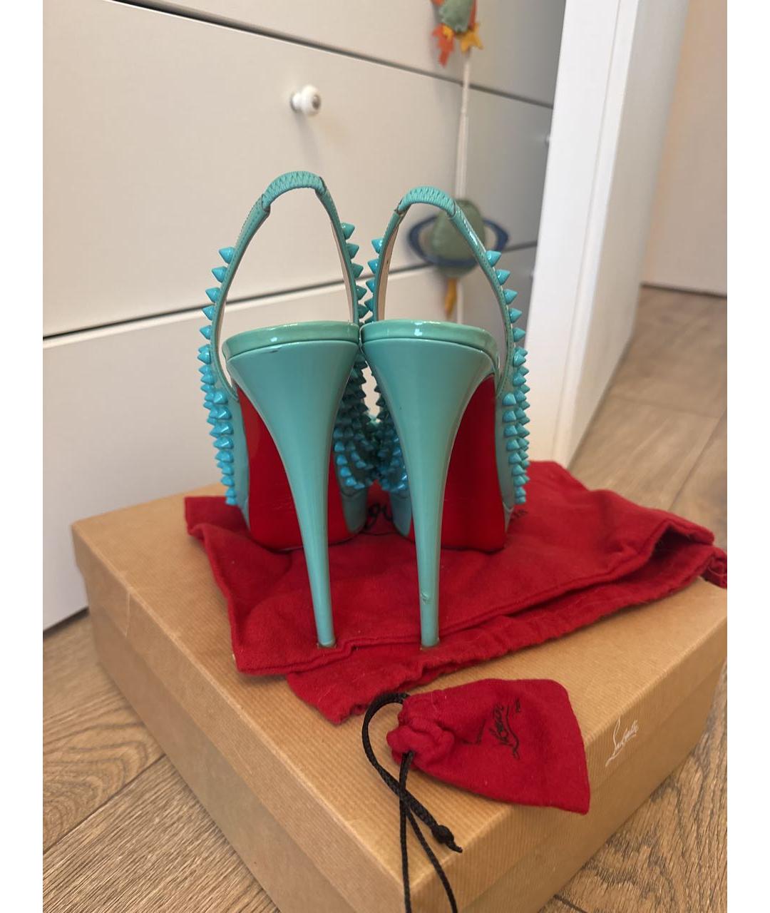 CHRISTIAN LOUBOUTIN Бирюзовые кожаные туфли, фото 4