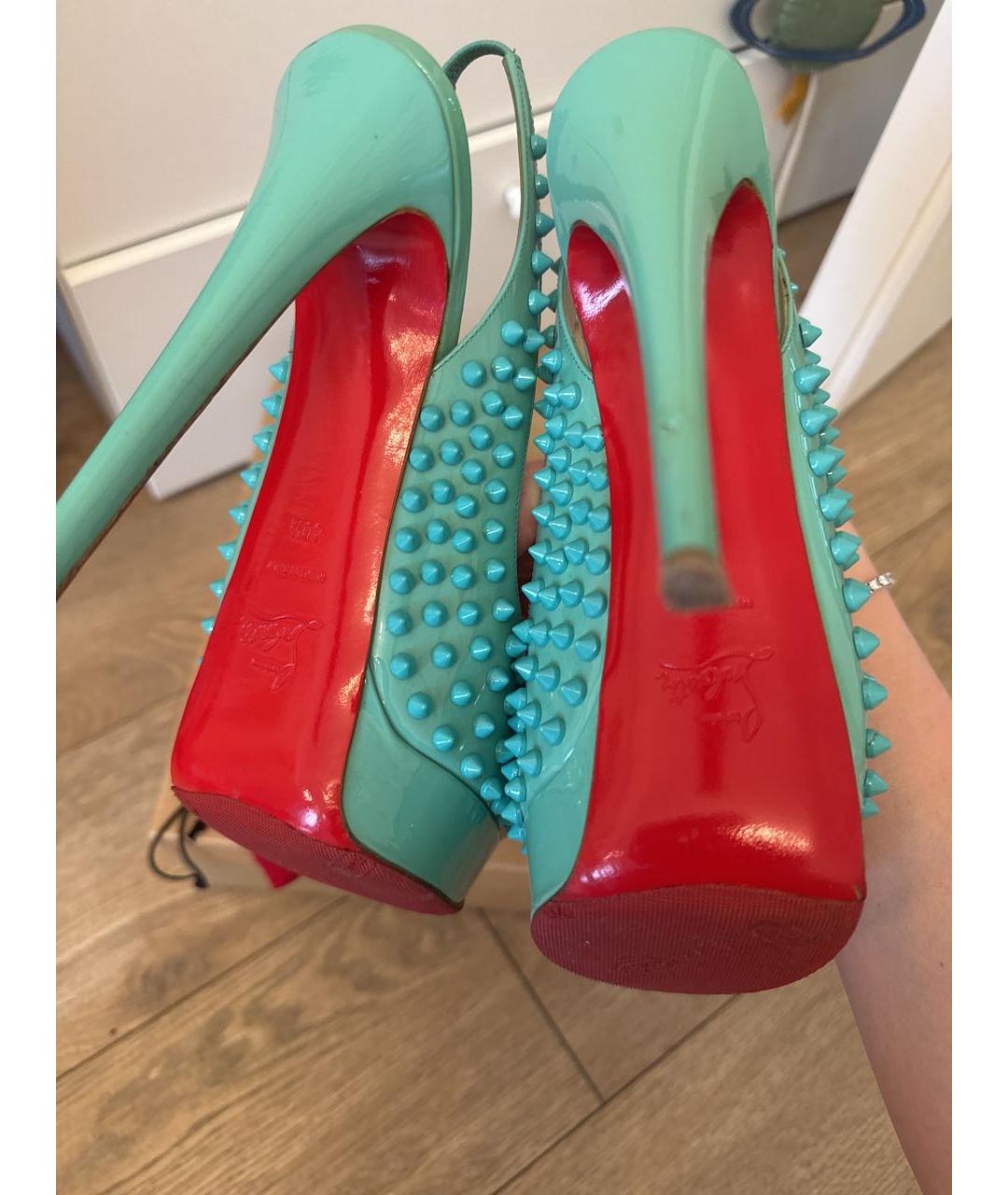 CHRISTIAN LOUBOUTIN Бирюзовые кожаные туфли, фото 7