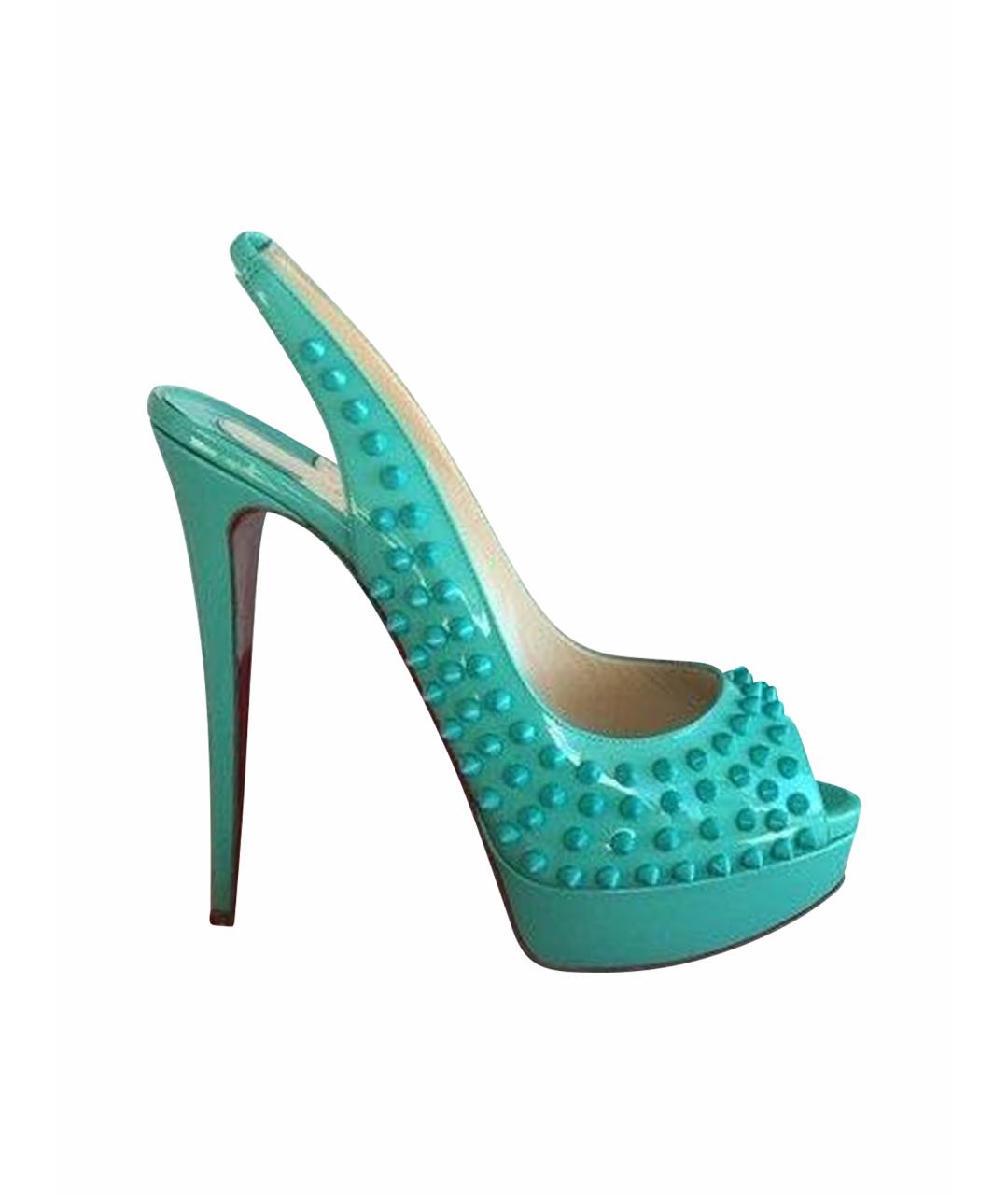 CHRISTIAN LOUBOUTIN Бирюзовые кожаные туфли, фото 1