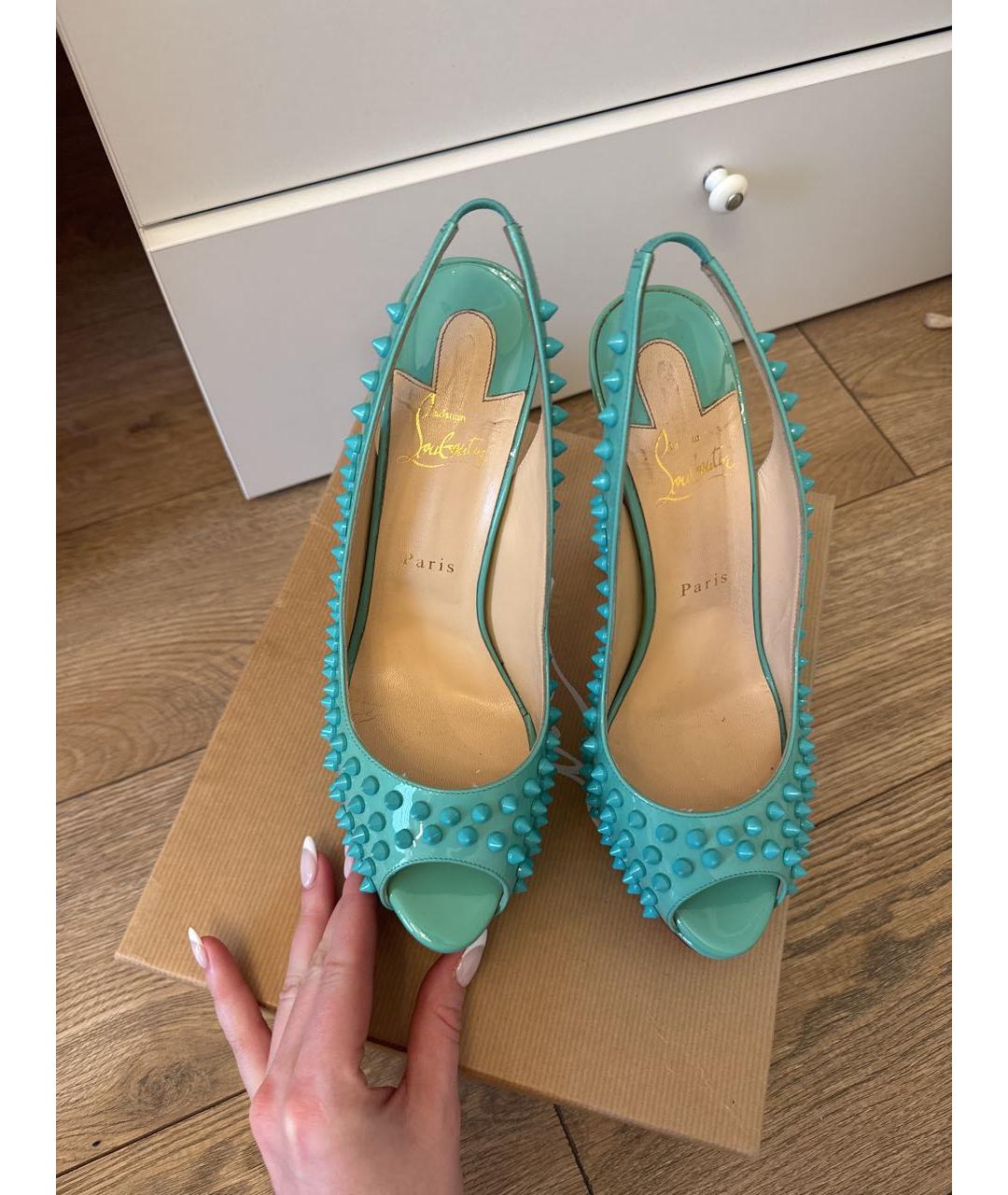 CHRISTIAN LOUBOUTIN Бирюзовые кожаные туфли, фото 3
