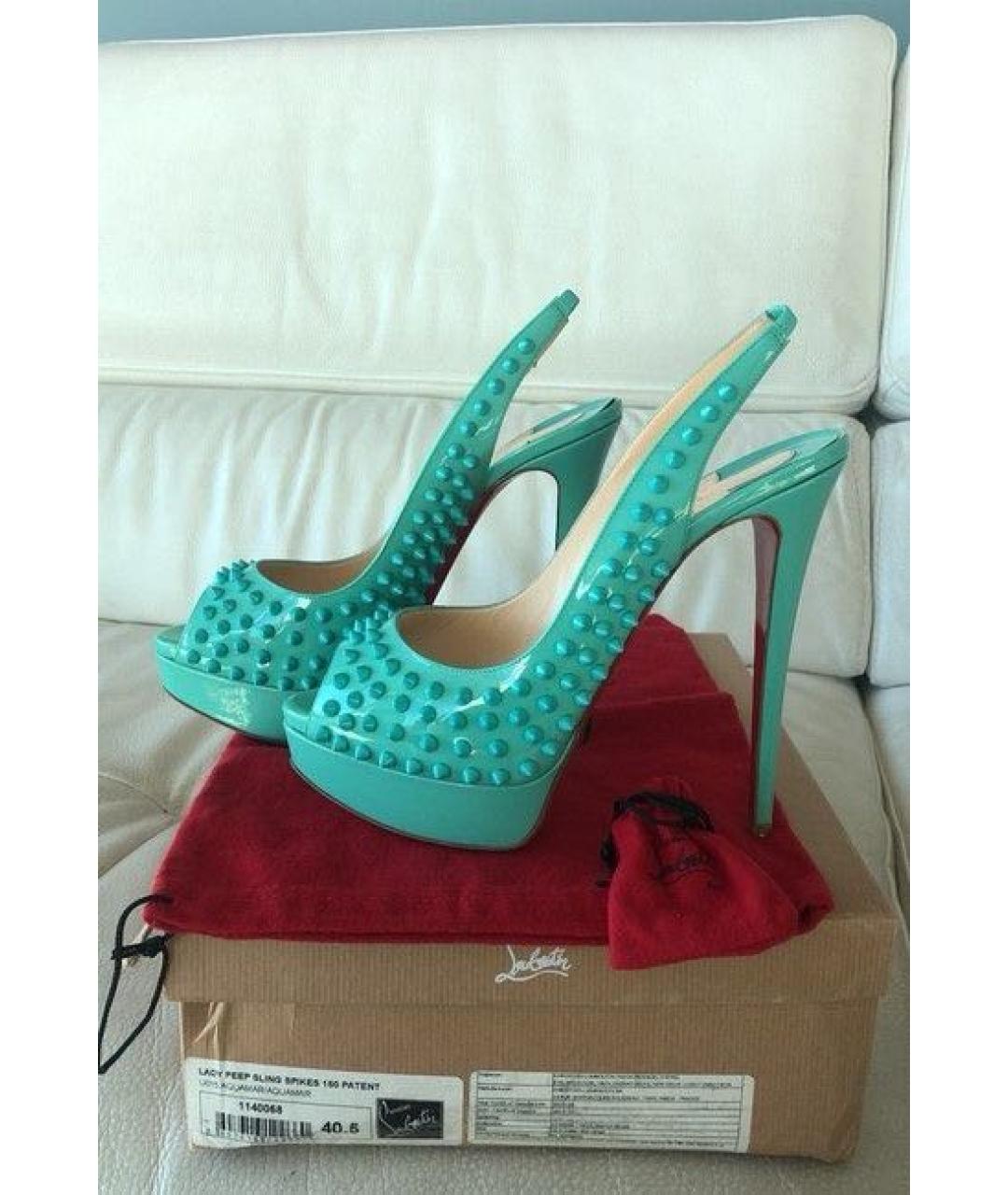 CHRISTIAN LOUBOUTIN Бирюзовые кожаные туфли, фото 8