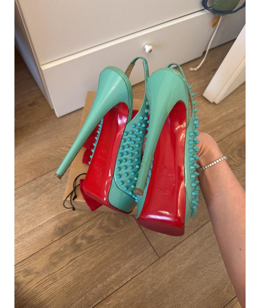 CHRISTIAN LOUBOUTIN Бирюзовые кожаные туфли, фото 6