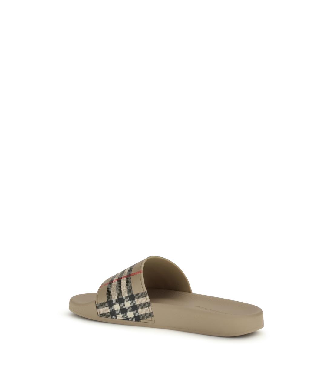 BURBERRY Бежевые резиновые шлепанцы, фото 3