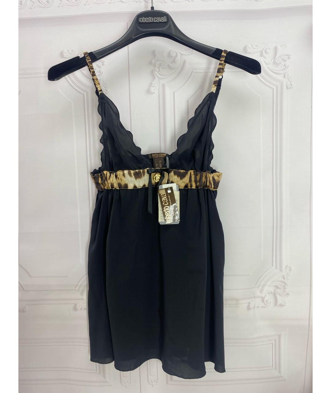 ROBERTO CAVALLI Черная шелковая майка, фото 8