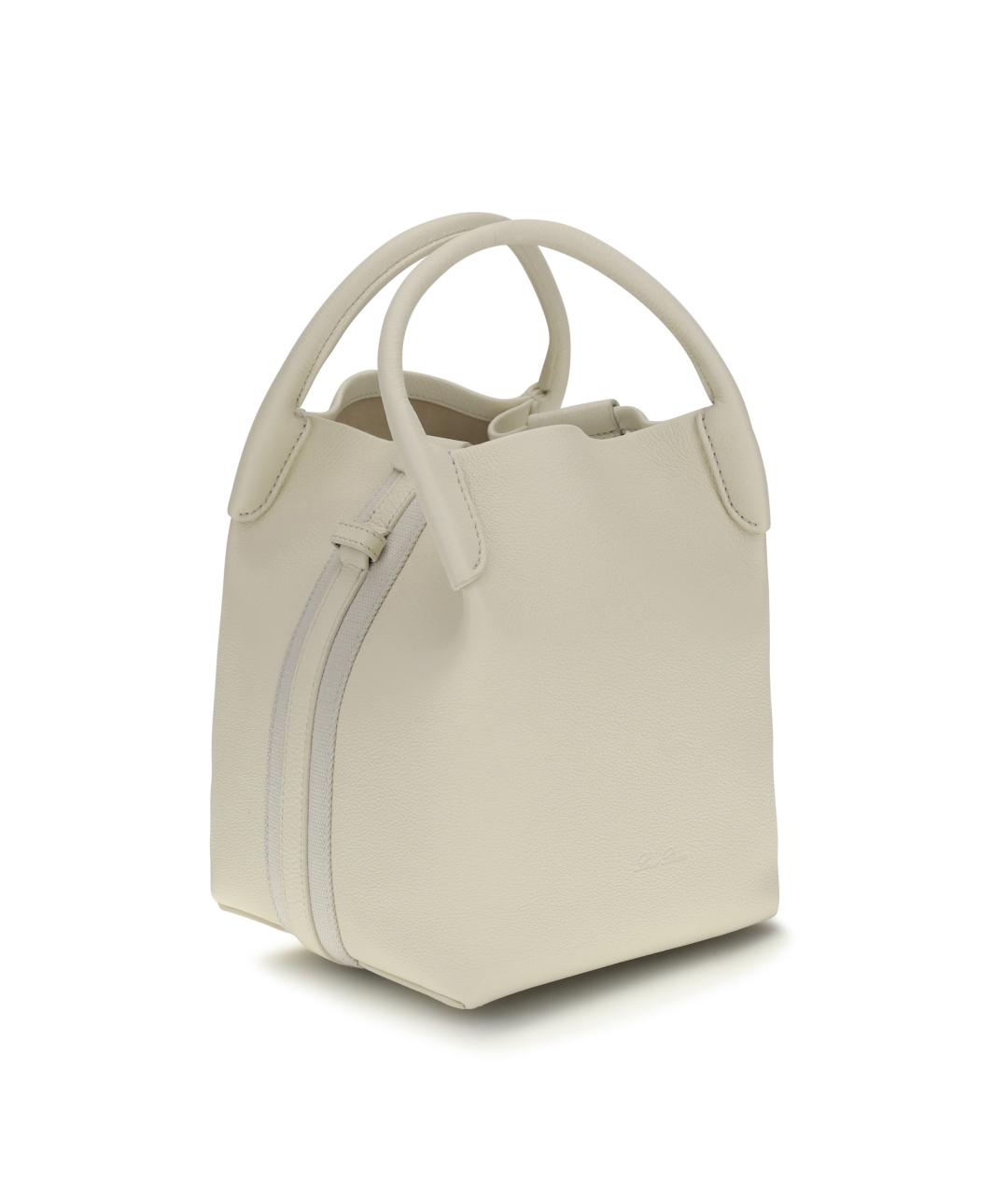 LORO PIANA Бежевая кожаная сумка тоут, фото 2