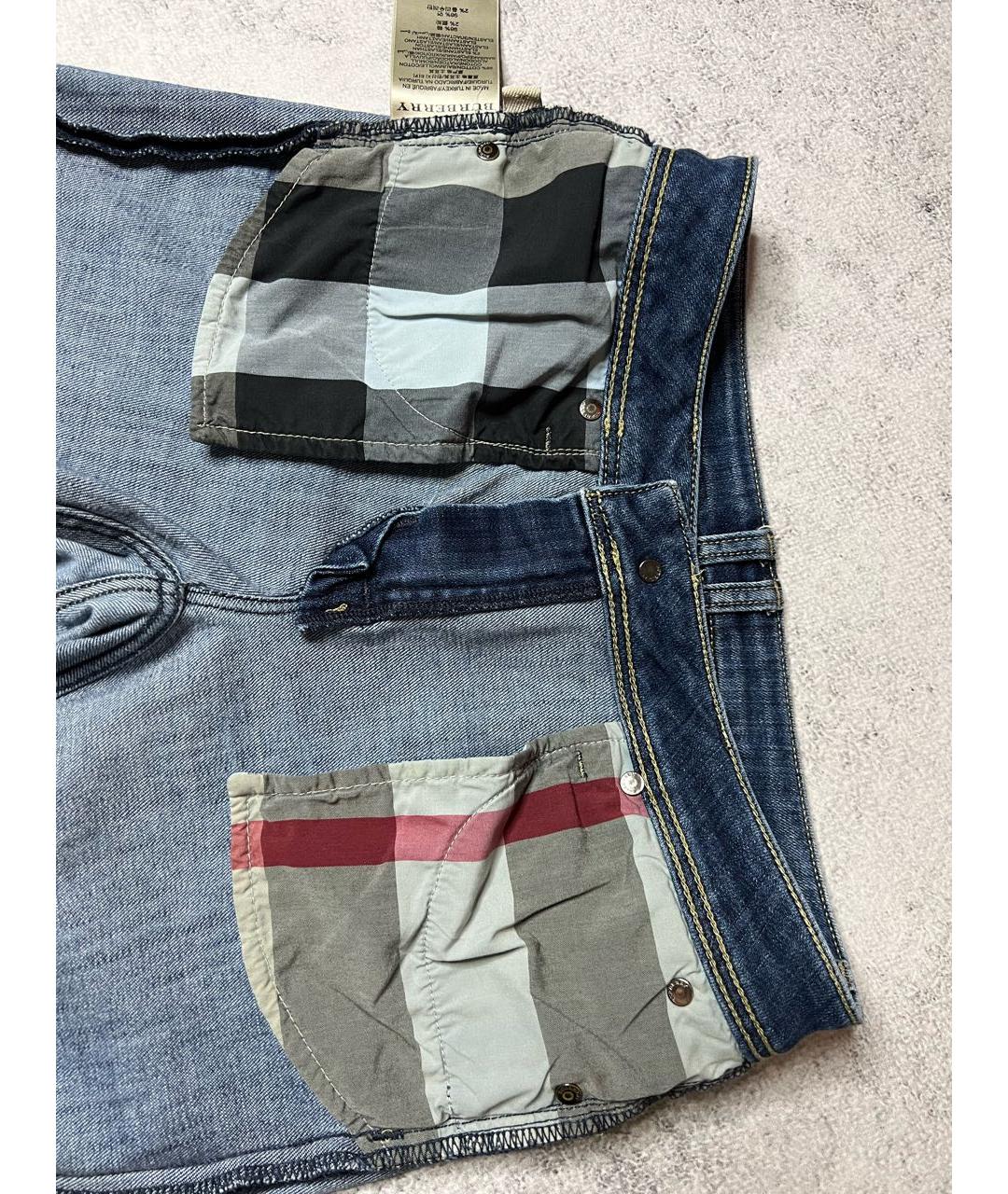 BURBERRY Синие хлопко-эластановые джинсы слим, фото 7