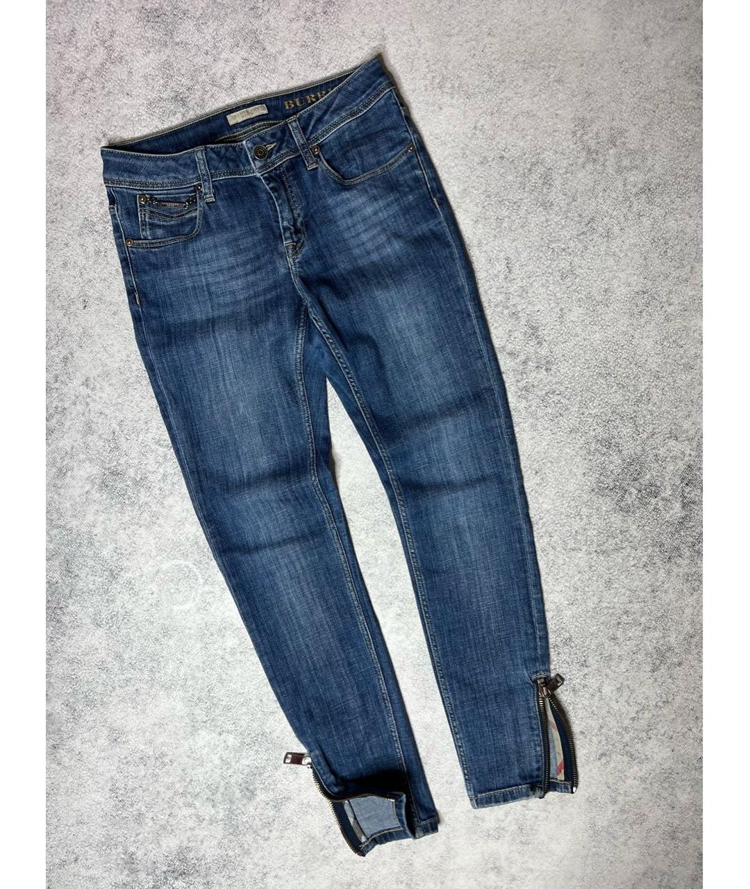 BURBERRY Синие хлопко-эластановые джинсы слим, фото 9