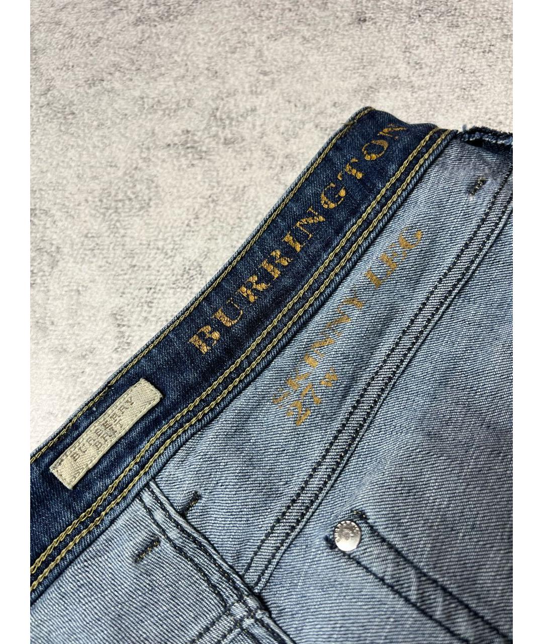 BURBERRY Синие хлопко-эластановые джинсы слим, фото 8