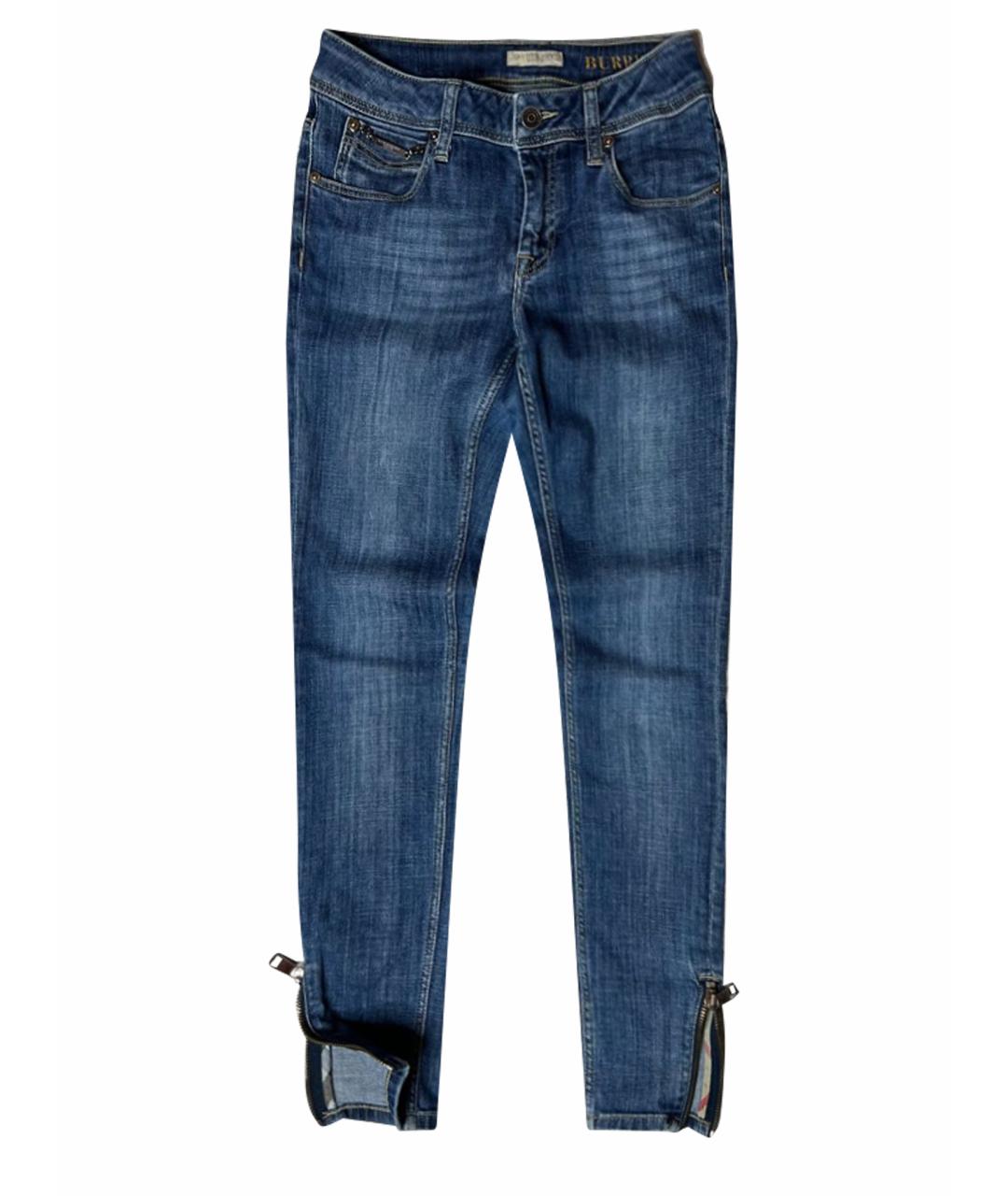 BURBERRY Синие хлопко-эластановые джинсы слим, фото 1