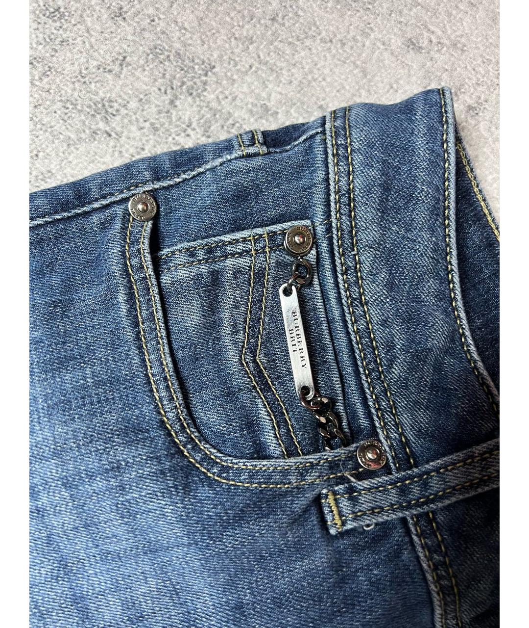 BURBERRY Синие хлопко-эластановые джинсы слим, фото 6