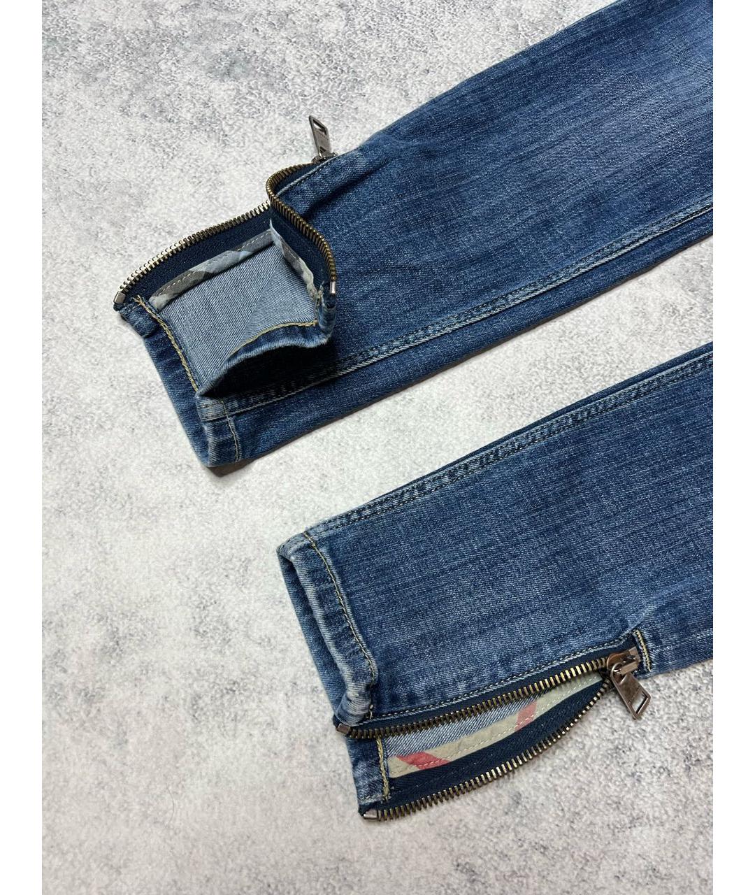 BURBERRY Синие хлопко-эластановые джинсы слим, фото 4