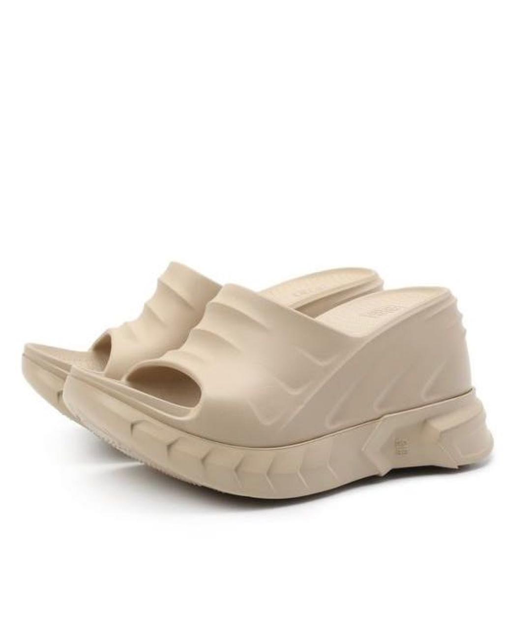 GIVENCHY Бежевые резиновые сабо, фото 5