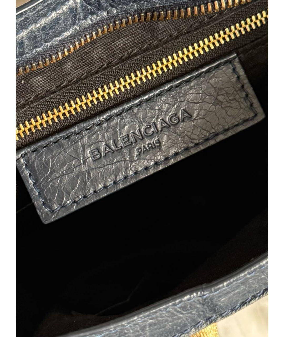 BALENCIAGA Темно-синяя кожаная сумка с короткими ручками, фото 7