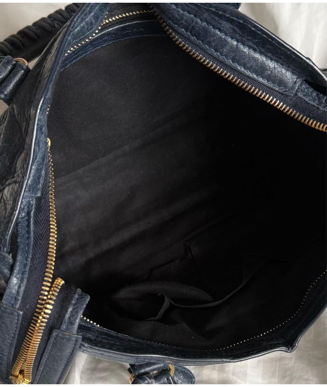 BALENCIAGA Темно-синяя кожаная сумка с короткими ручками, фото 6