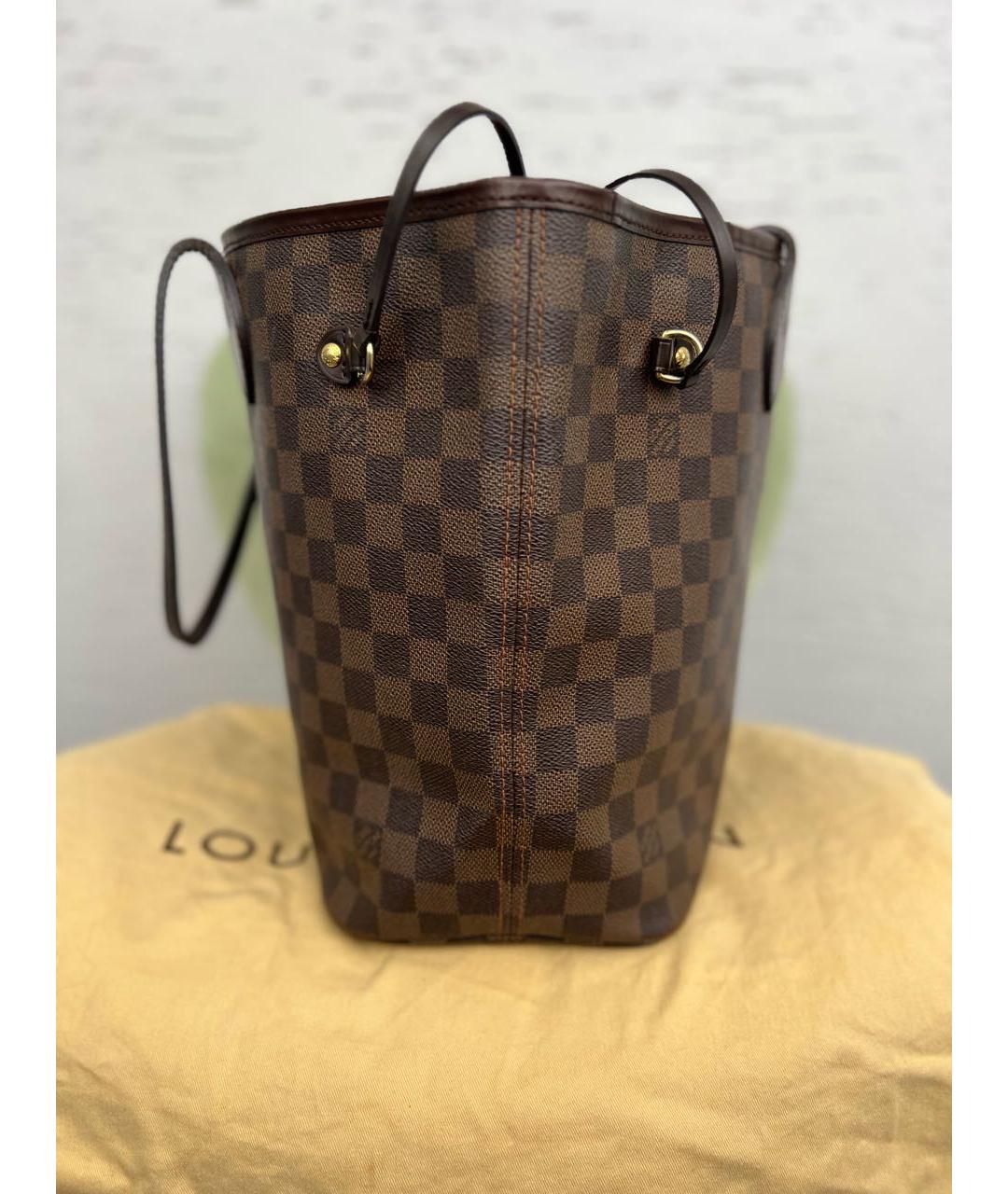 LOUIS VUITTON Коричневая кожаная сумка тоут, фото 3