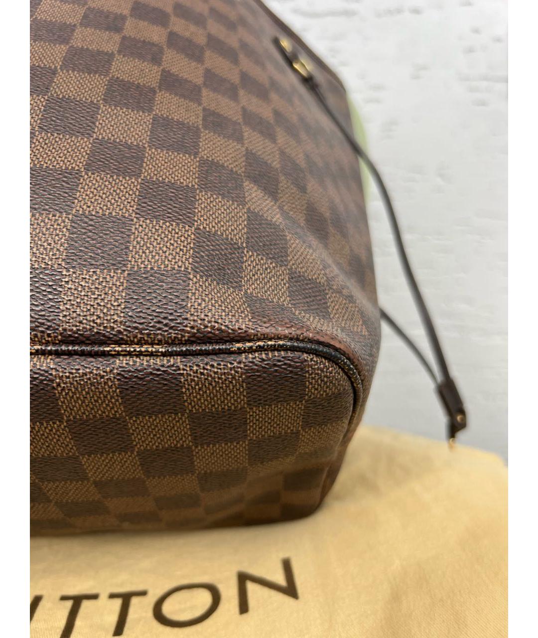 LOUIS VUITTON Коричневая кожаная сумка тоут, фото 7