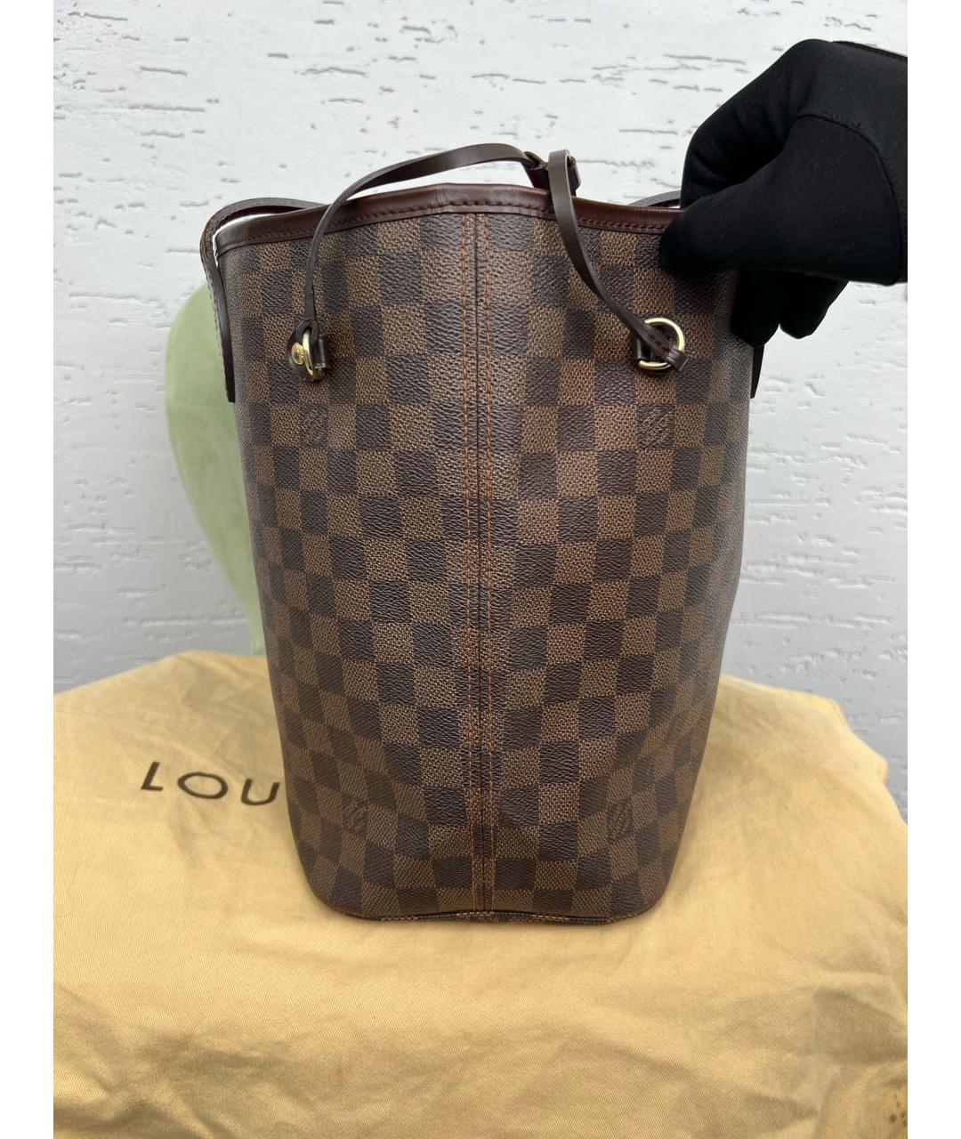 LOUIS VUITTON Коричневая кожаная сумка тоут, фото 5
