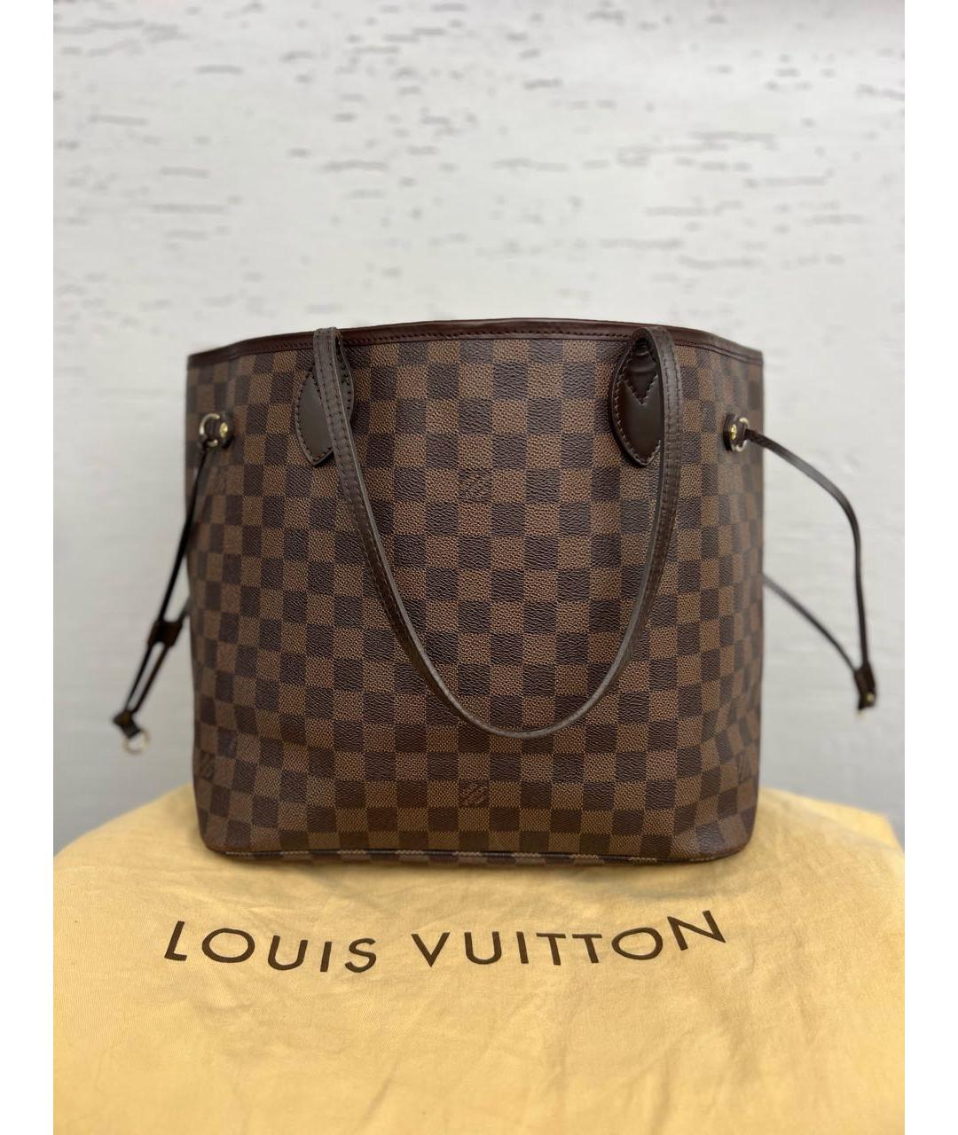 LOUIS VUITTON Коричневая кожаная сумка тоут, фото 2