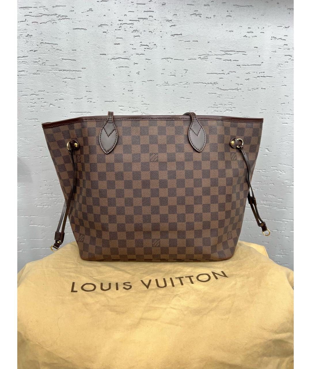 LOUIS VUITTON Коричневая кожаная сумка тоут, фото 4