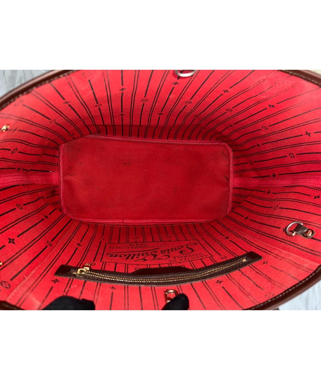 LOUIS VUITTON Коричневая кожаная сумка тоут, фото 8