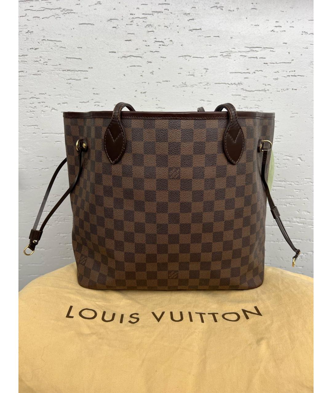 LOUIS VUITTON Коричневая кожаная сумка тоут, фото 9