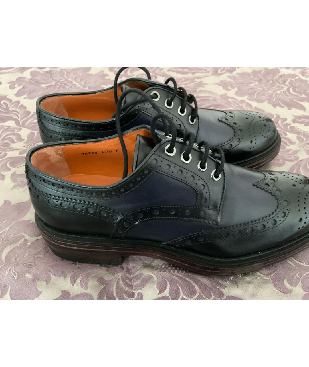SANTONI Темно-синие кожаные туфли, фото 4