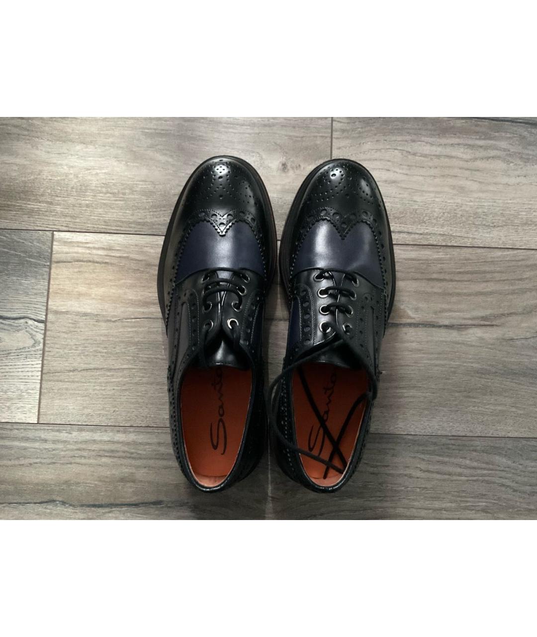 SANTONI Темно-синие кожаные туфли, фото 3