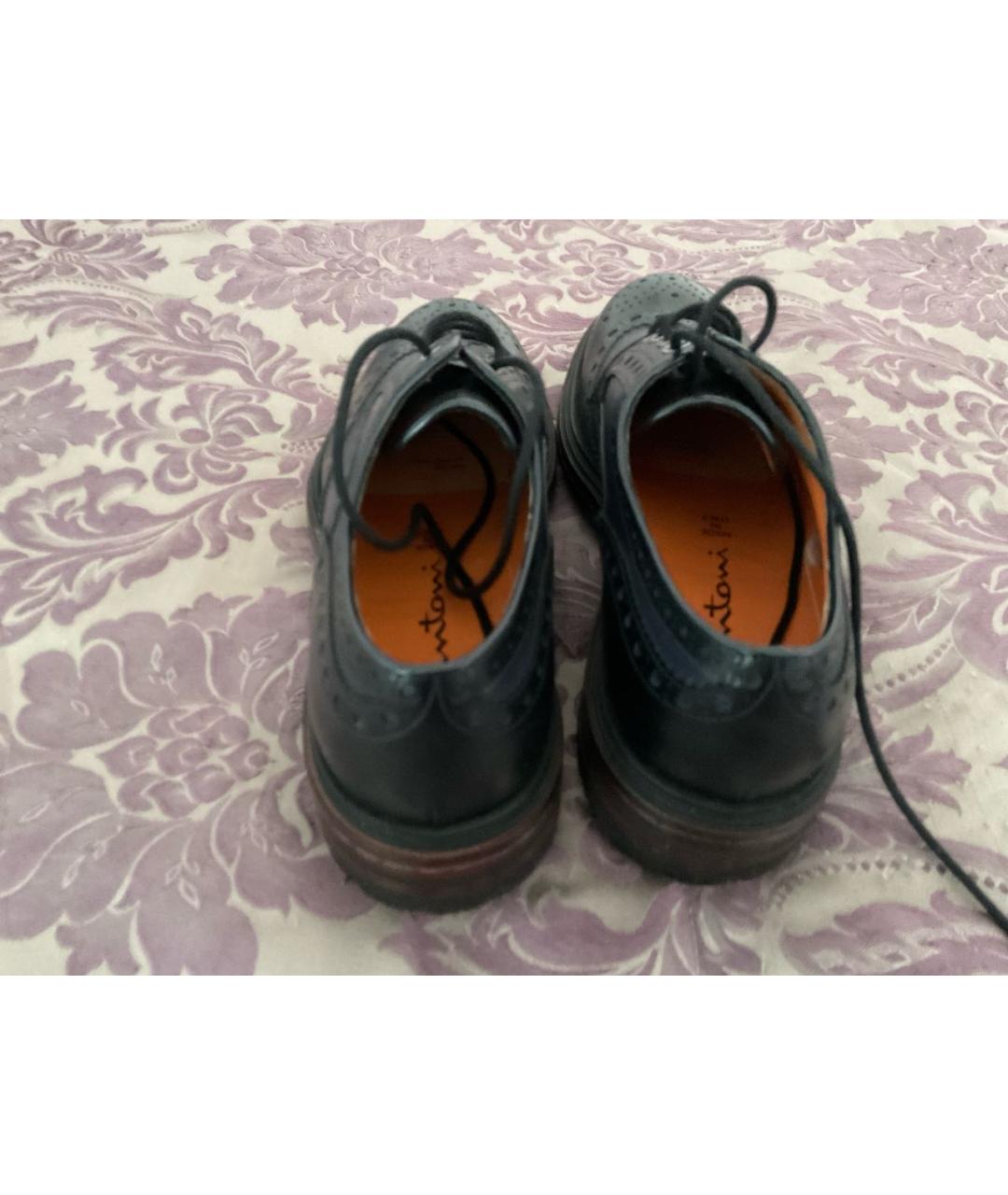 SANTONI Темно-синие кожаные туфли, фото 2