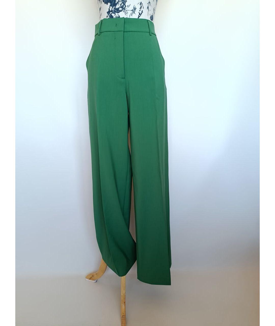 WEEKEND MAX MARA Зеленые шерстяные прямые брюки, фото 5