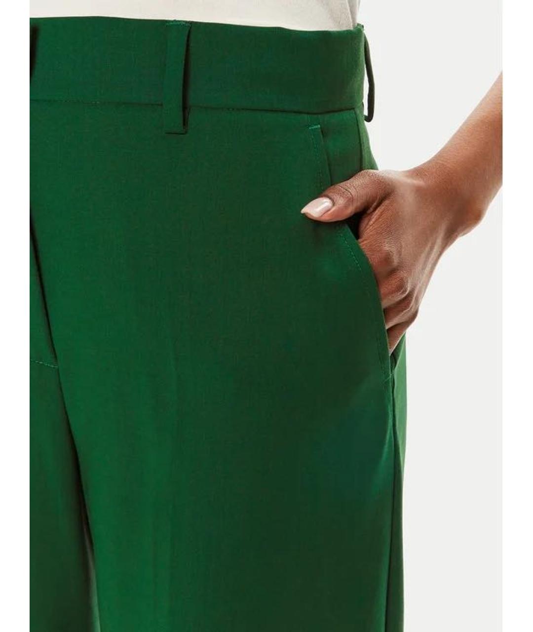 WEEKEND MAX MARA Зеленые шерстяные прямые брюки, фото 4