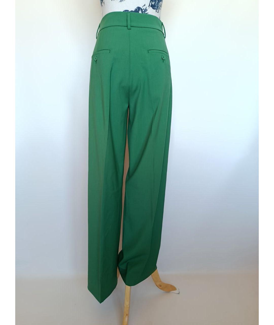 WEEKEND MAX MARA Зеленые шерстяные прямые брюки, фото 6