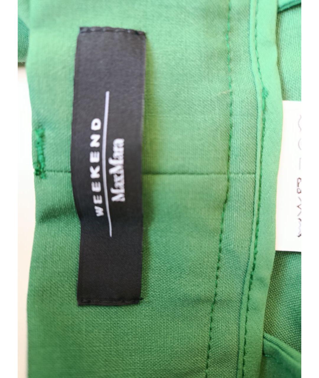 WEEKEND MAX MARA Зеленые шерстяные прямые брюки, фото 8