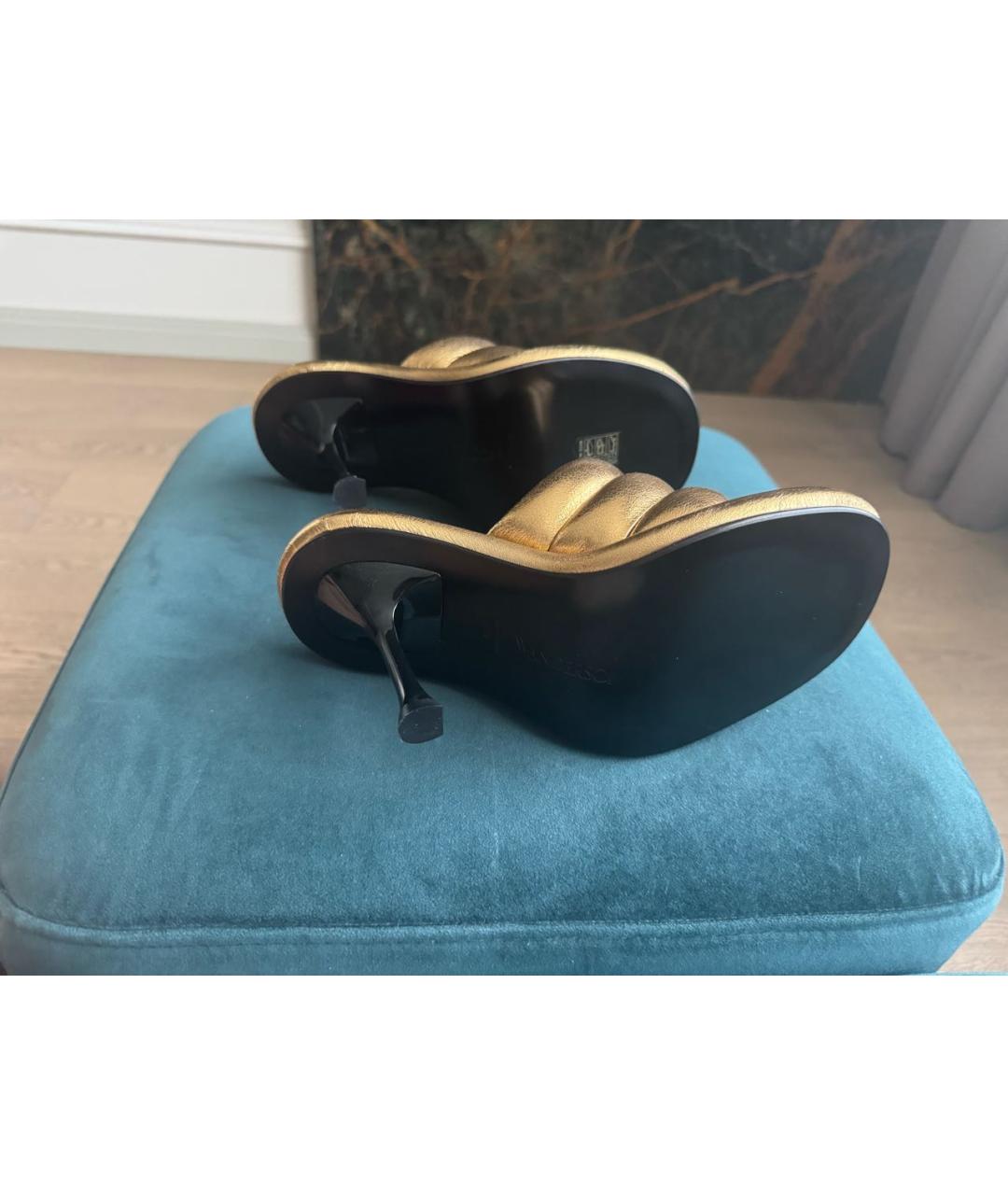 J.W.ANDERSON Золотые кожаные мюли, фото 4