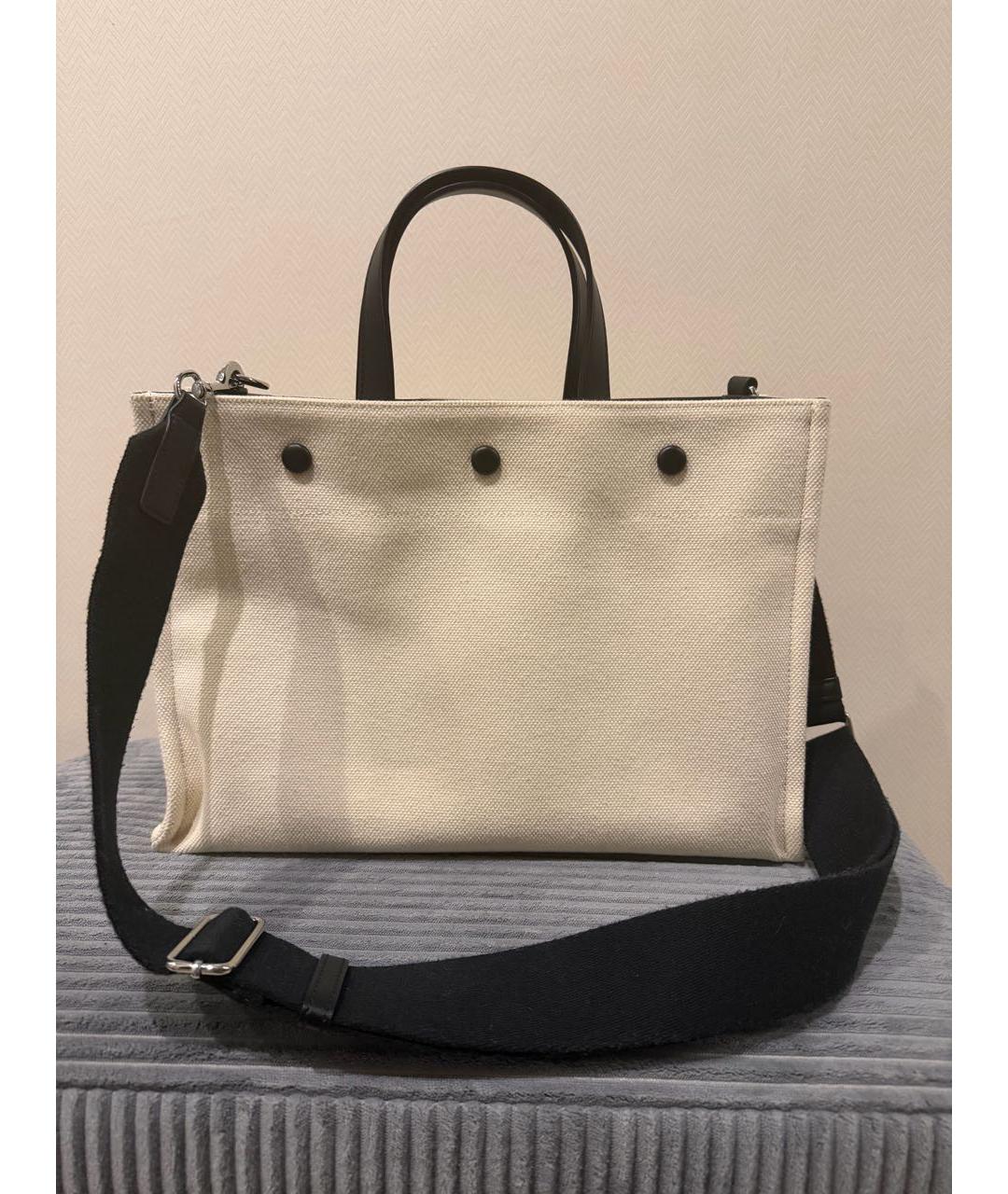 LIVIANA CONTI Белая хлопковая сумка тоут, фото 3