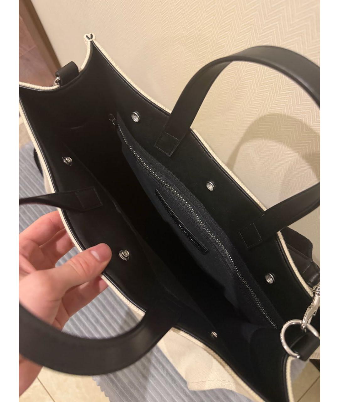 LIVIANA CONTI Белая хлопковая сумка тоут, фото 4