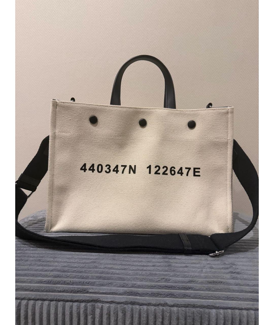 LIVIANA CONTI Белая хлопковая сумка тоут, фото 5