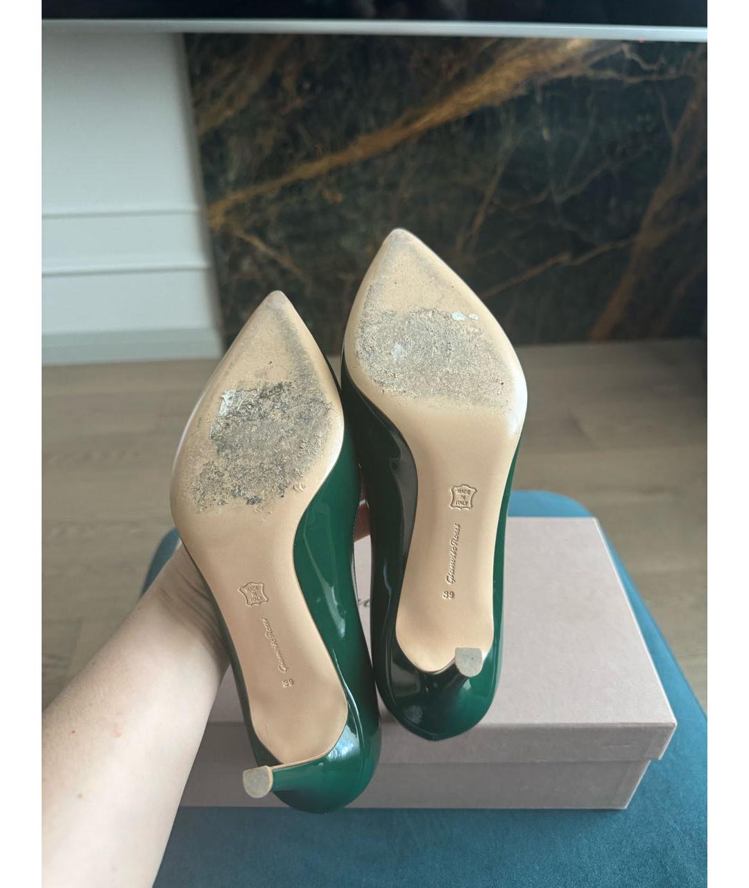 GIANVITO ROSSI Зеленые туфли из лакированной кожи, фото 4