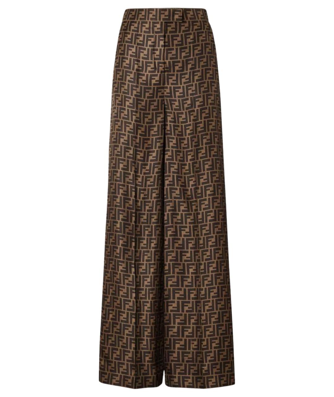 FENDI Коричневый шелковый костюм с брюками, фото 2