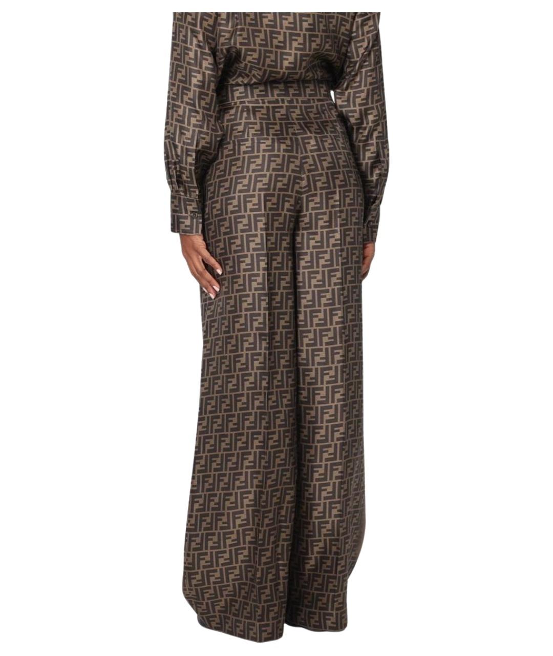 FENDI Коричневый шелковый костюм с брюками, фото 4