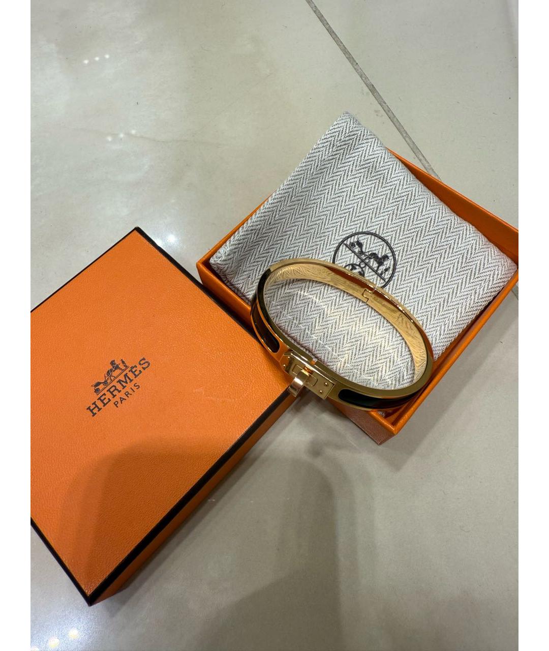 HERMES Черный металлический браслет, фото 2