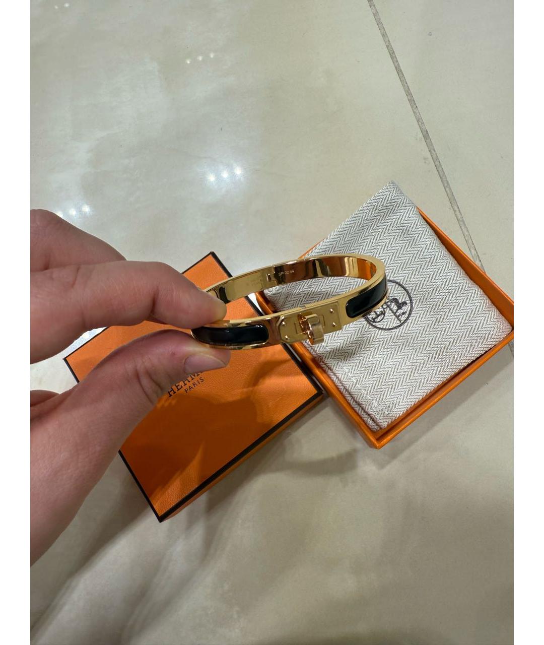 HERMES Черный металлический браслет, фото 5