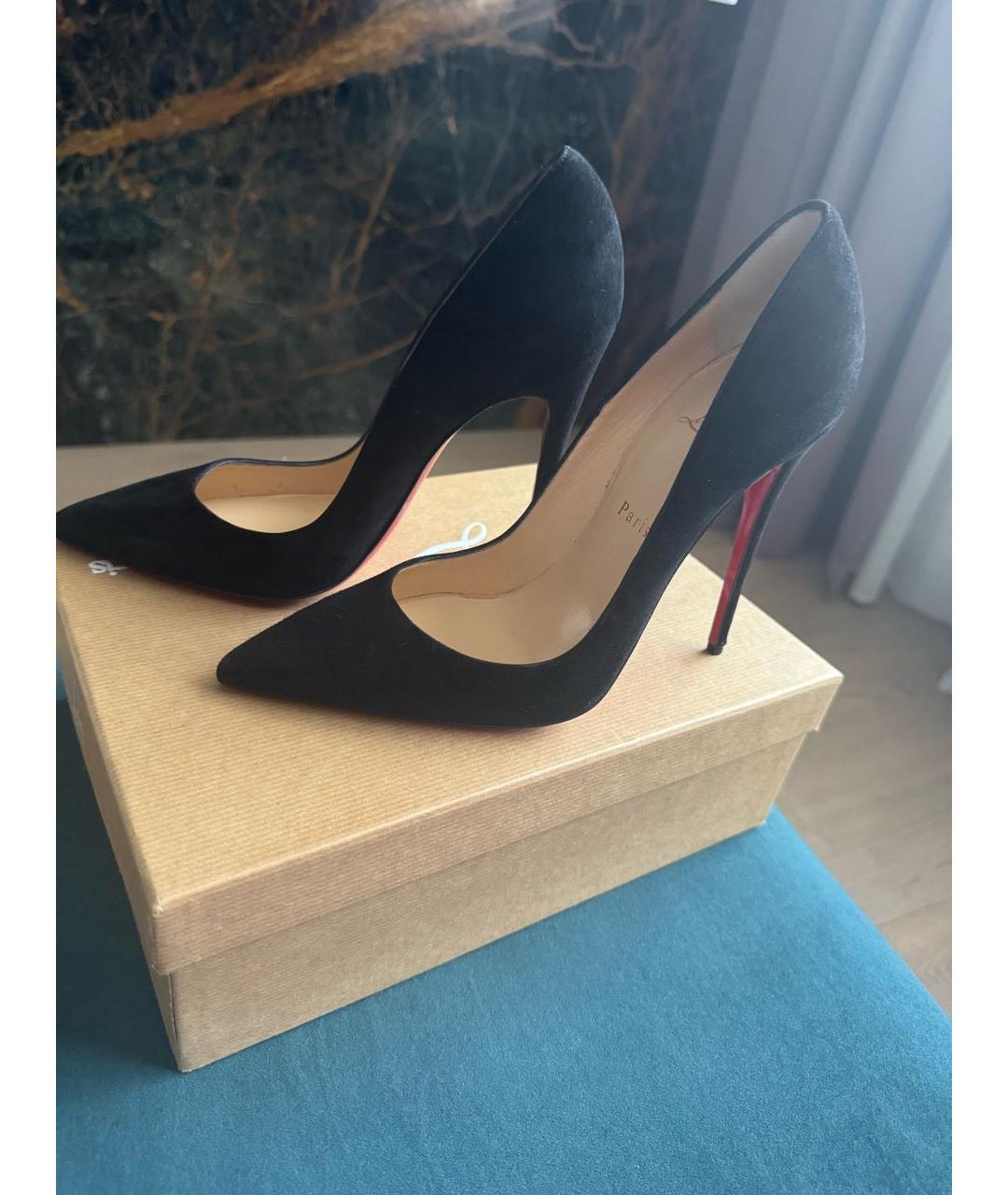 CHRISTIAN LOUBOUTIN Черные замшевые туфли, фото 4