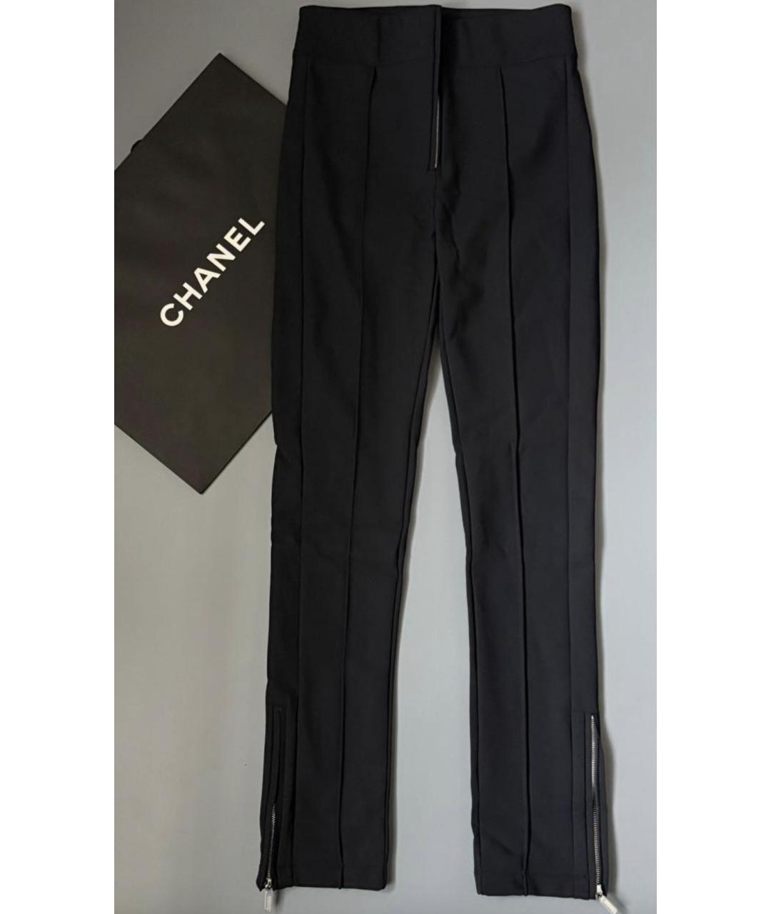CHANEL Черные полиамидовые прямые брюки, фото 6