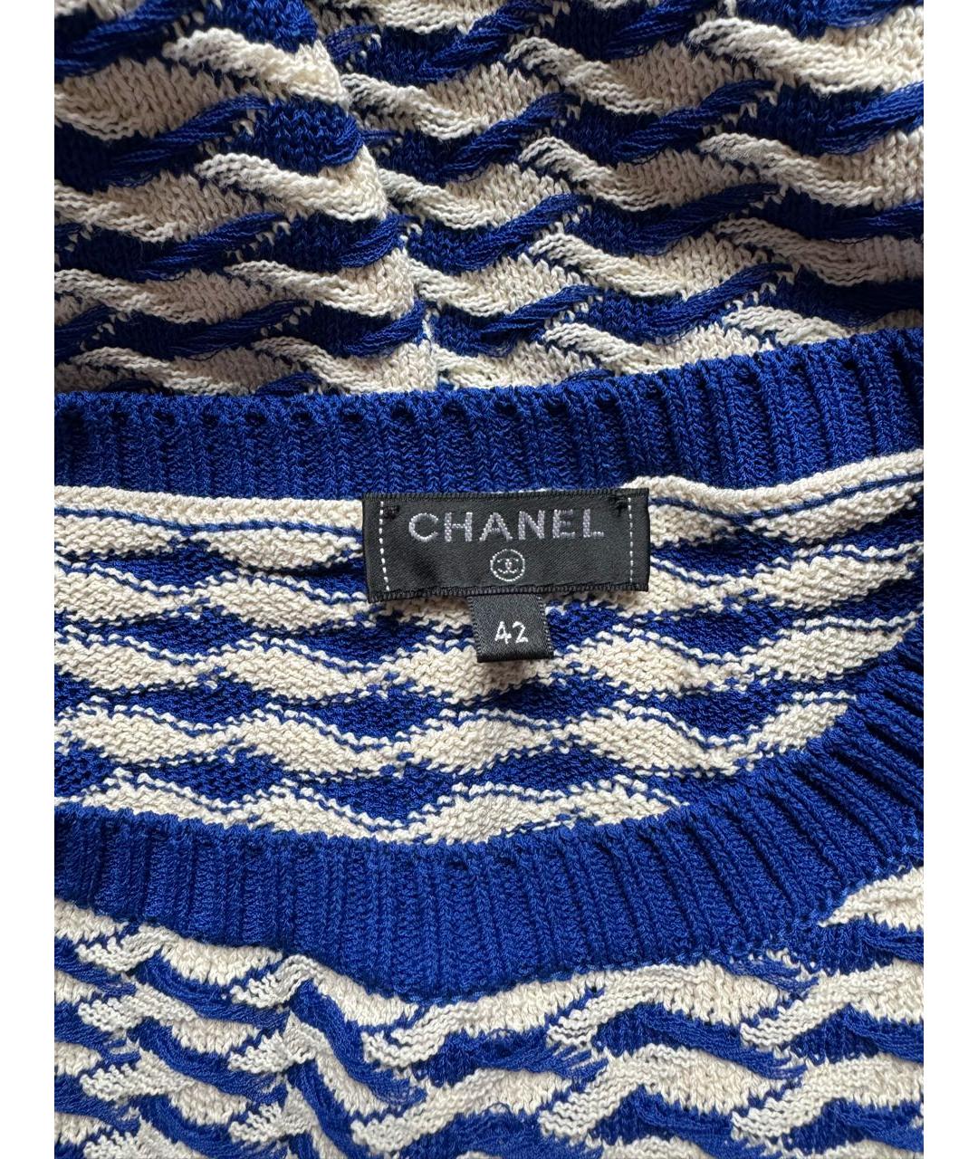 CHANEL Синее хлопковое повседневное платье, фото 3