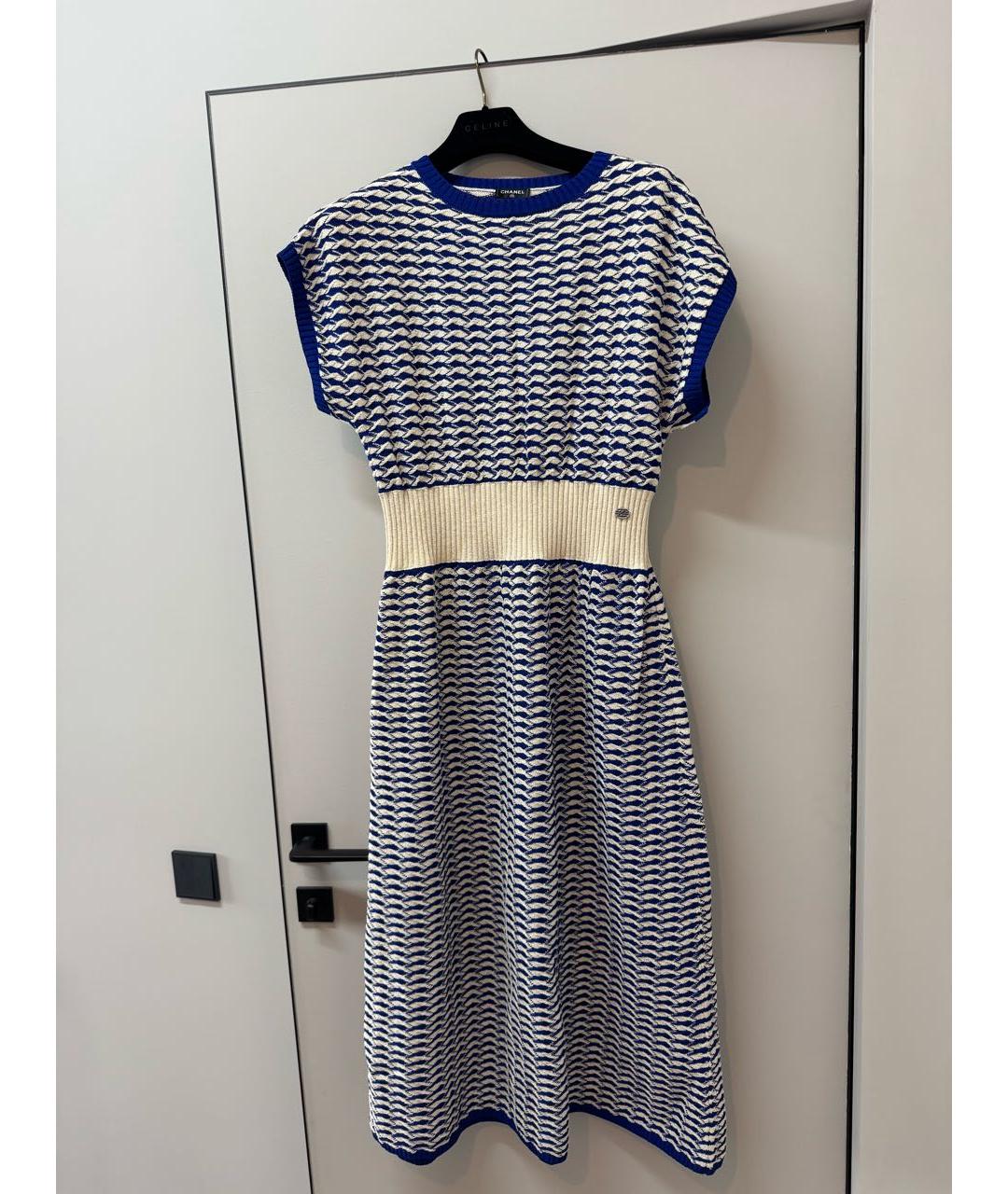 CHANEL Синее хлопковое повседневное платье, фото 7