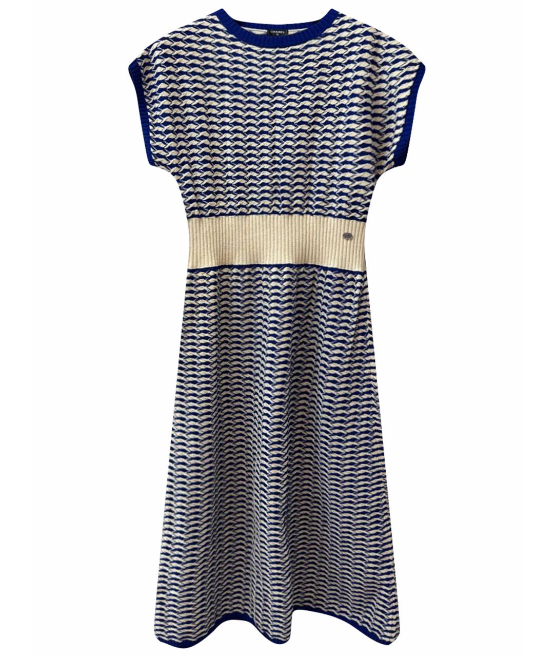CHANEL Синее хлопковое повседневное платье, фото 1